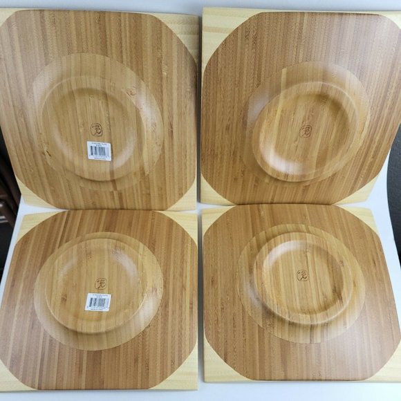 Totally Bamboo Set of 4 10" inch Square Bamboo Plates Bohemian Boho Natural - Picture 8 of 8